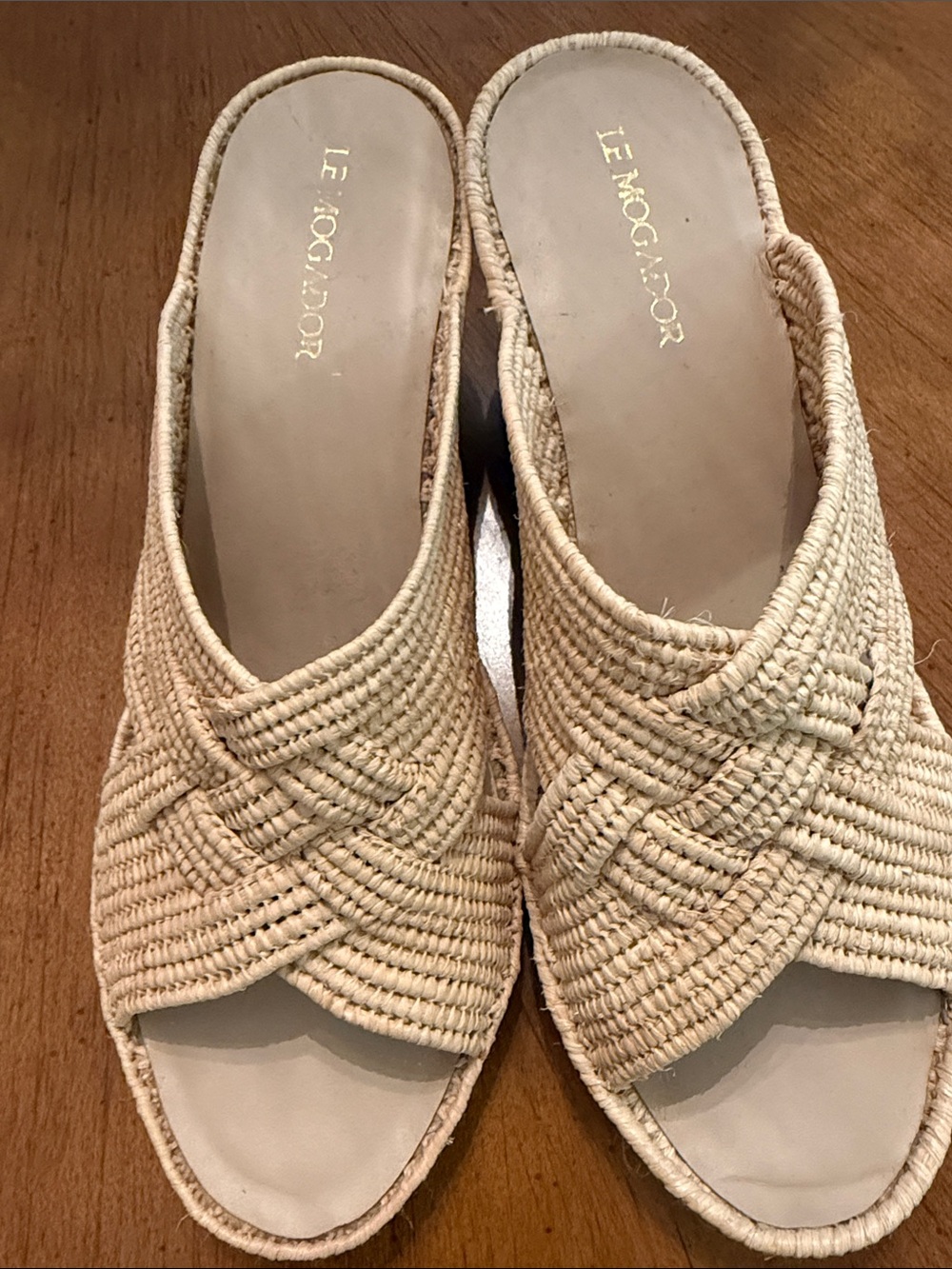 monaco Woven Slide Mules in Natural Cream